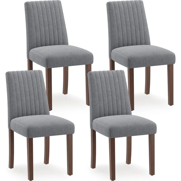 MALOL Esszimmerstühle 4er Set, Stuhl Esszimmer, Küche Essstühle, Gepolsterte Küchenstühle mit Rückenlehne & Holzbeinen, Stoff-Dining Chairs für Esszimmer, Restaurant, Dunkelgrau