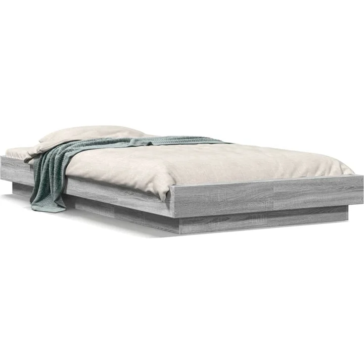 vidaXL Bettgestell Grau Sonoma 90x190 cm Holzwerkstoff 3281243 – Bild 2