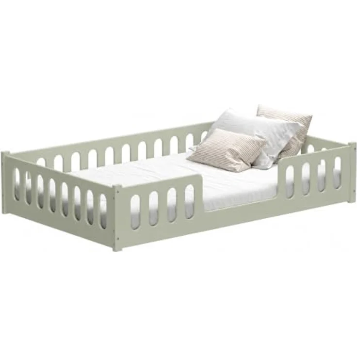 CADANI Monte 120x200 Grün Bodenbett - Rausfallschutz abnehmbar, bis 200 kg | Montessori Kinderbett, robuster Roll-Lattenrost, abgerundete Kanten, hochwertige Fertigung in der EU für langlebige Qualität – Bild 1