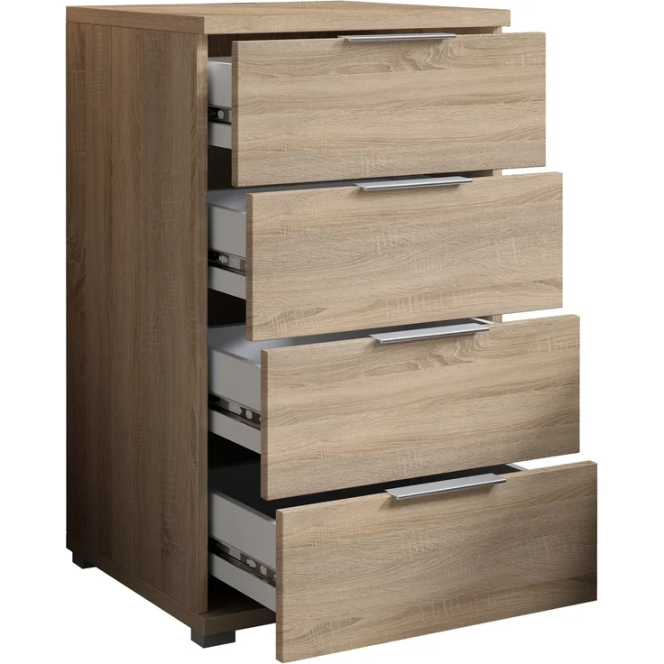 Nachtkommode >Smilla< in Eiche Sonoma, Melamin - 46x79x42cm (BxHxT) – Bild 5