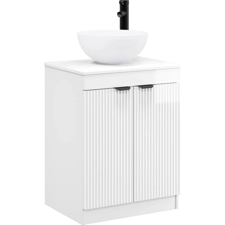 vidaXL Waschbeckenschrank Hochglanz Weiß 54 x 41 x 100 cm 3404208 – Bild 2