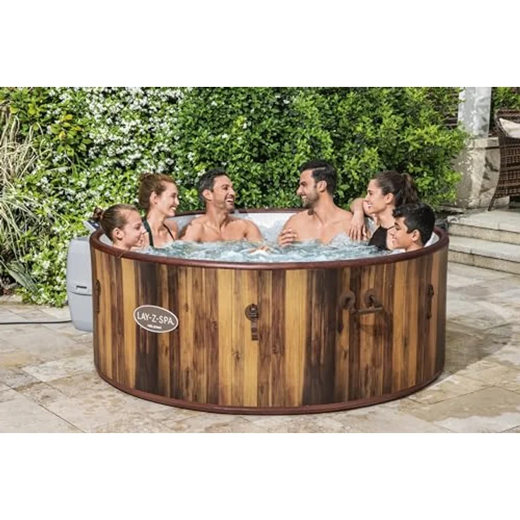 Bestway® LAY-Z-SPA® Whirlpool Helsinki AirJet Plus™ für 7 Personen, Ø 180x66 cm, Holz-Optik (Pinie) – Bild 3