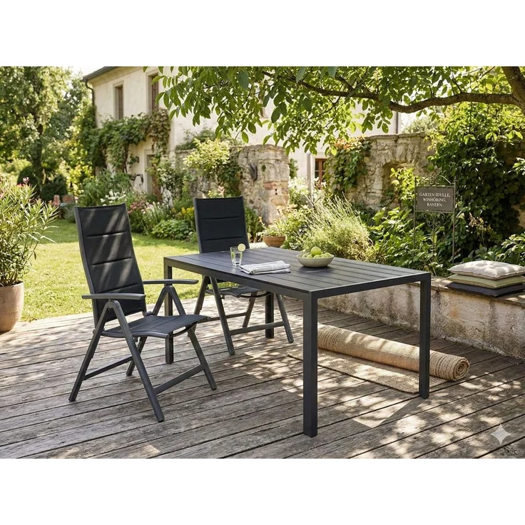 Alu Klappsessel 6-fach verstellbar gepolstert Gartenstuhl Liegestuhl Liegesessel – Bild 2