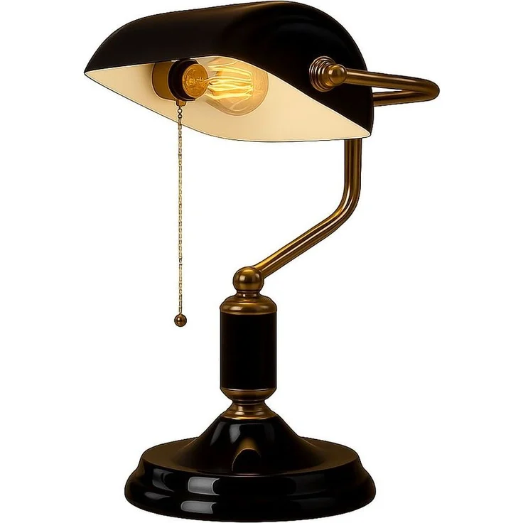 Tischlampe, Bankerleuchte, Metall schwarz gold, H 34 cm – Bild 6