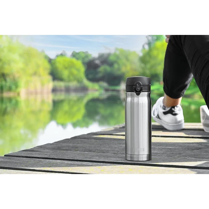 NOVEEN Glänzende Edelstahlflasche | 400 ml, Silber – Bild 4