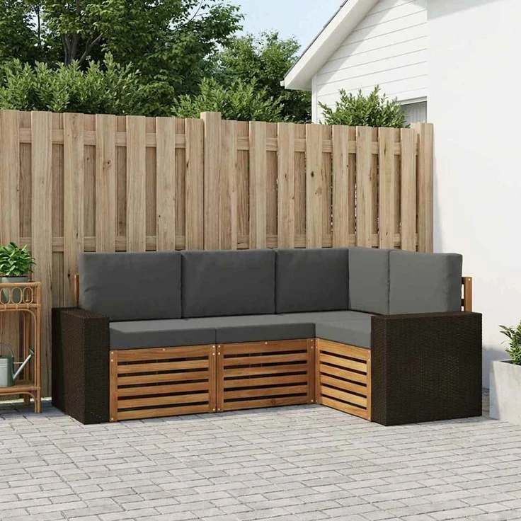 vidaXL Outdoor-Sofagarnitur 4 stk. 4-Sitzer Natur und Anthrazit 3384303 – Bild 1