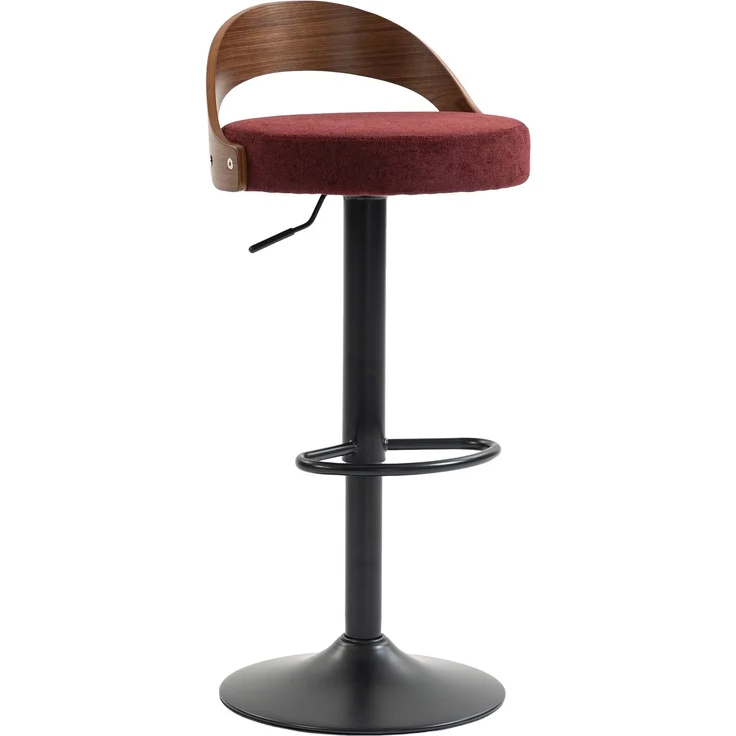 LVHOM Barstuhl 2er Set, 360° drehbarer Barhocker mit Rückenlehne und Fußstütze, höhenverstellbarer Tresenhocker aus Bugholz & Leinenstoff, Weinrot – Bild 2