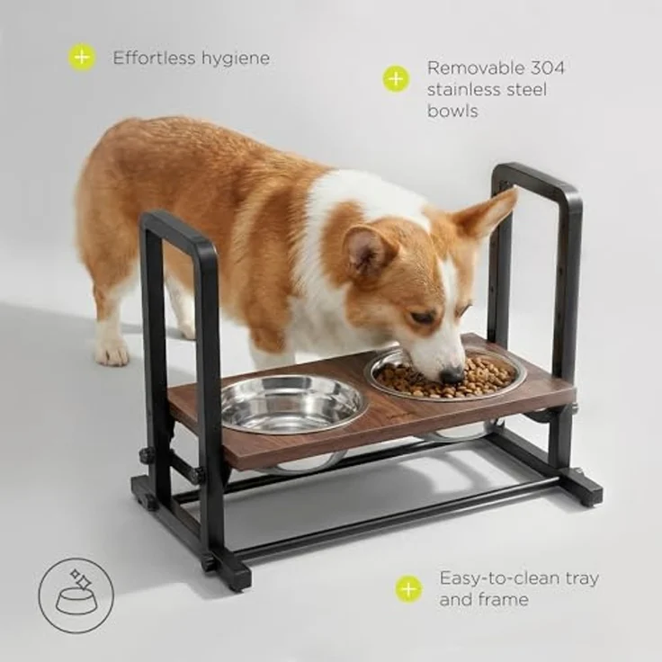 lionelo Futternapf MISTY, Edelstahl 304, 4 Höhen 14–32 cm/3 Winkel 0–15°/2×1200 ml/304 Stahl/2,35 kg – Bild 5