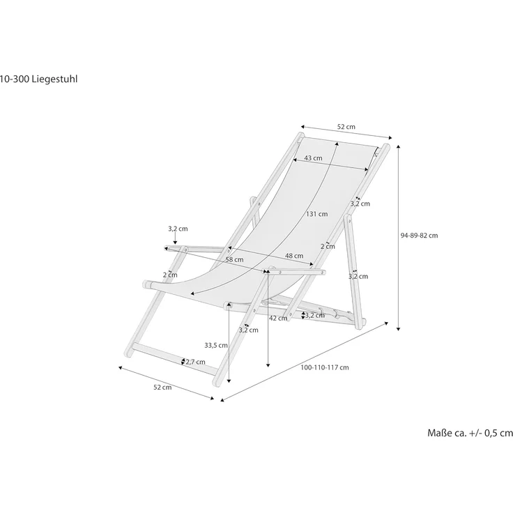 ERST-HOLZ Gartenliege Holz-Liegestuhl Sonnenliege Strandliege mit Stofffarbe Blau/Weiß – Bild 3
