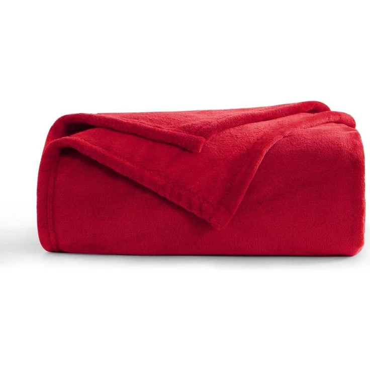 Decke Kuscheldecke Fleecedecke Sofa Rot Winter 130 x 150 cm Rot – Bild 1