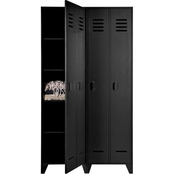 Spindschrank Stijn aus Kiefernholz, Schwarz