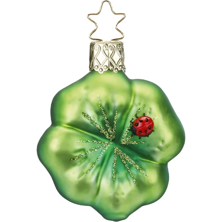 Kleeblatt Glücksklee, Glücksbringer 6,5cm - Inge-Glas Weihnachtsschmuck