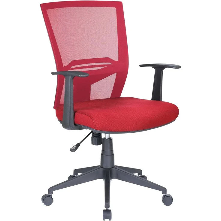 Dmora - Stuhl mit Rädern Palmerston, Mesh-Chefsessel mit Armlehnen, ergonomischer Bürositz, 59x64h96/106 cm, Rot – Bild 2