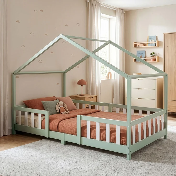 Kinderbett Treviolo 120x200 cm Mintgrün / Weiß [en. casa] – Bild 1