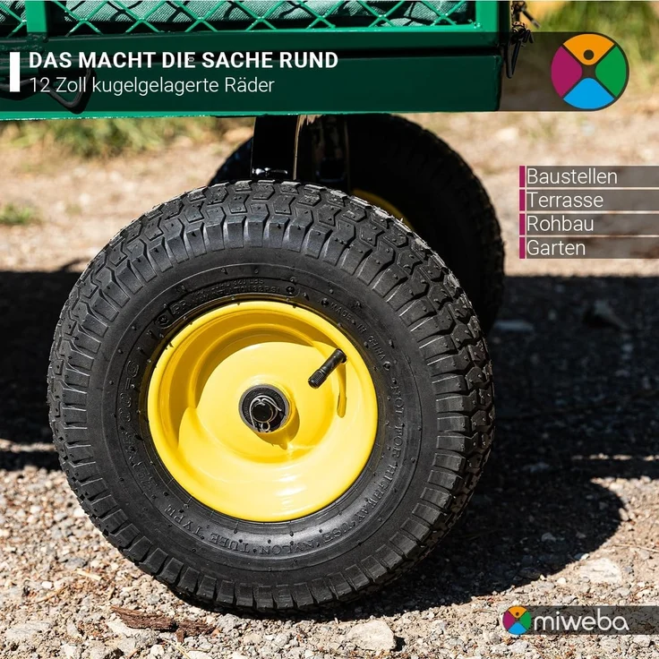 Miweba Bollerwagen MB-700 faltbarer Transportwagen Handwagen Gartenwagen 700 kg (Schwarz) – Bild 8