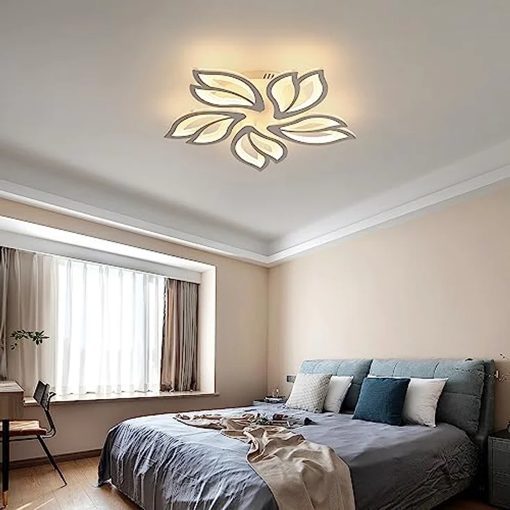 Comely LED Deckenleuchte Dimmbar, 45W Dimmbar Deckenlampe mit Fernbedienung Farbwechsel, 3000-6500K Kreative Blütenblatt Design LED Lampen Deckenleuchte für Küche Schlafzimmer Balkon Esszimmer, Weiß – Bild 4