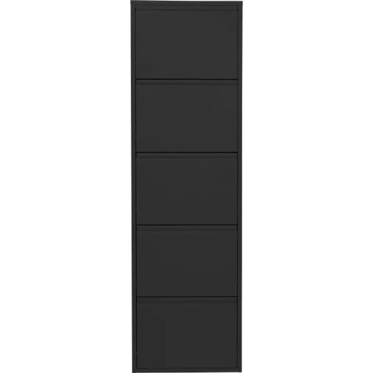 Kare Design Schuhschrank Caruso, Schwarz, Stahl, mit 5 Klappen, Schuhablage für 10 Paar Schuhe, schmal, platzsparend, hoch, Schuhregal, Eingangsbereich, 173 x 50 x 15 cm (H/B/T)