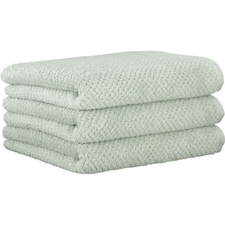 CAWÖ Handtuch, 3er Pack - Pure, Walkfrottier, Struktur-Design, Baumwolle, einfarbig Eukalyptus 50x100cm – Bild 1