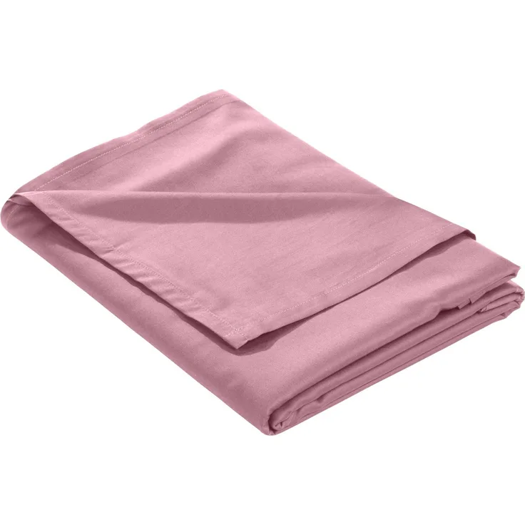 Mako Satin Bettlaken ohne Gummizug rosa 160x260cm