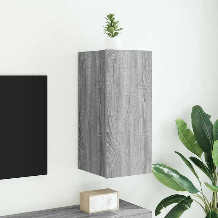 TV-Wandschrank, Fernsehschrank mit LED-Leuchten Grau Sonoma 30,5x35x70 cm