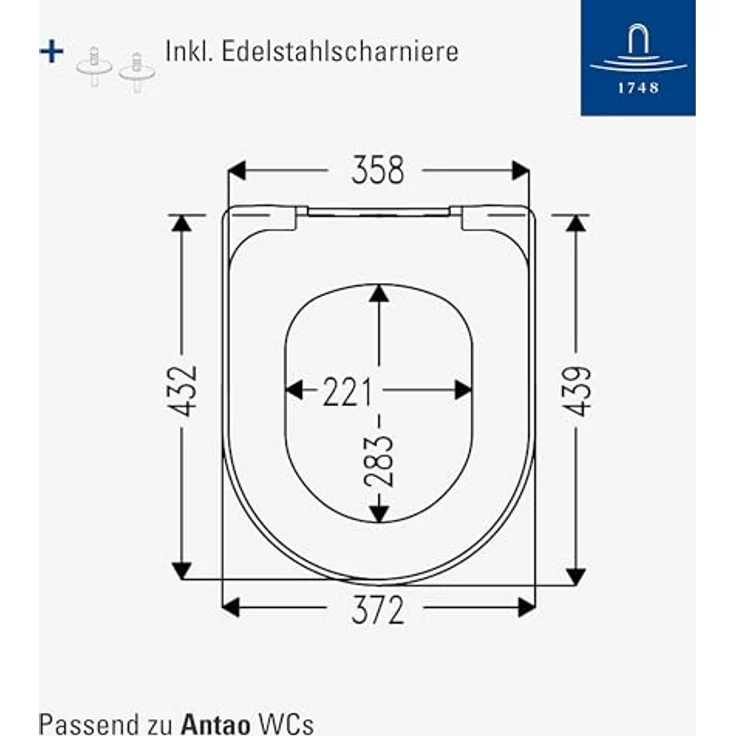 Villeroy & Boch Antao WC-Sitz, Toilettendeckel mit Absenkautomatik, abnehmbarer Toilettensitz aus bruchsicherem Duroplast, Klodeckel Original Ersatzteil, D-Form, Morning Green, matt – Bild 7