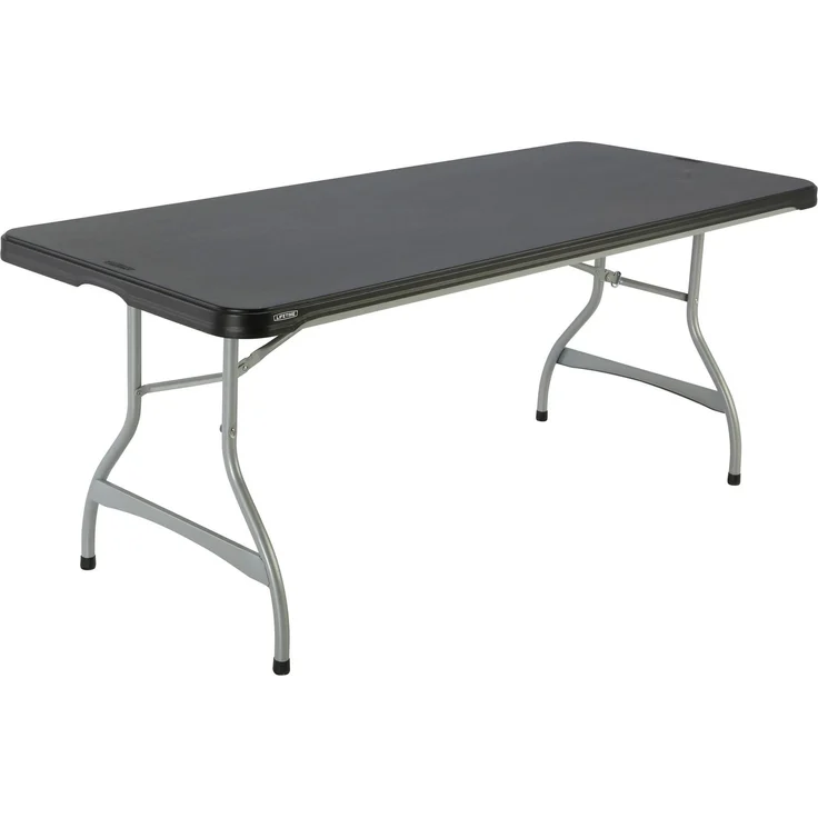 Lifetime 92119 – Schwarzer, extrem langlebiger, rechteckiger Klapptisch | Outdoor- und Indoor-Tisch für Garten, Terrasse, Events und Gastronomie | Maße 182x76 cm, Höhe 73,5cm | Große Klapptische