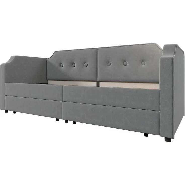 Schlafsofa Grau mit USB Type-C, Leselampe und 2 Schubladen, Samtbezug, 90x200 cm – Bild 8