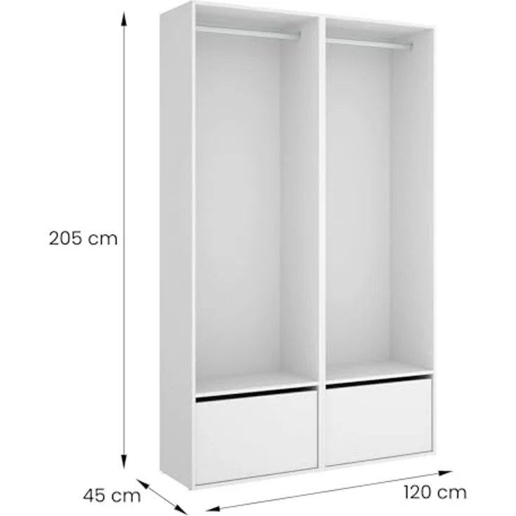 Dmora - Großer Kleiderschrank Brealone, Schlafzimmermöbel, Schrank, Garderobe, 120x45 h205 cm, Weiß und Eiche – Bild 3
