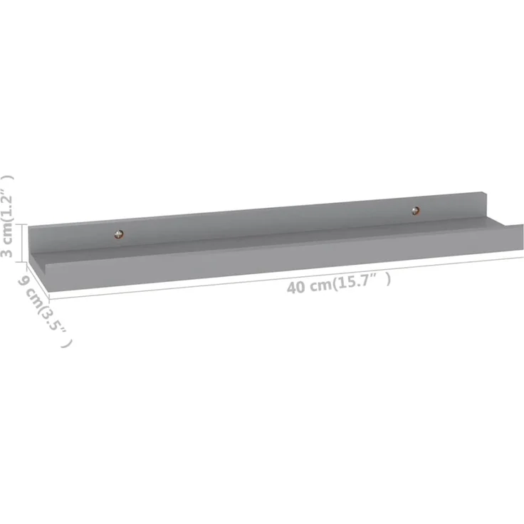 vidaXL Wandregale 4 Stk. Grau 40x9x3 cm 326674 – Bild 8