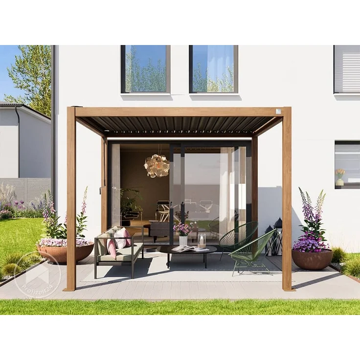PRIMEYARD Pergola, Aluminium / Stahl braun, 3x3 m – Bild 3