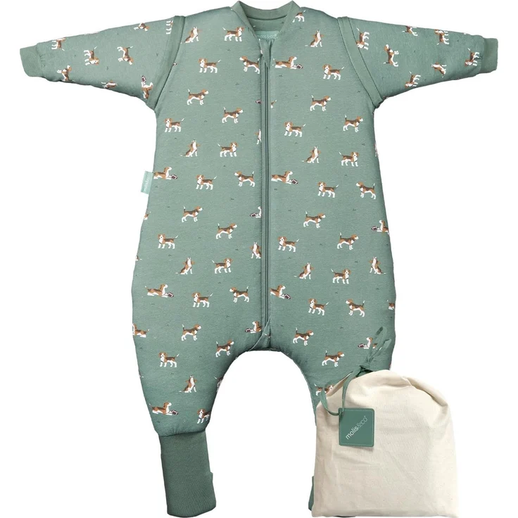 molis&co. Baby-Schlafsack mit Füßen, abnehmbare Ärmel und Socken. 2.5 TOG. Ideal für die Übergangszeit und den Winter. 100% Baumwolle (Oeko-TEX 100). (Beagle, 70 cm (1 Jahr))