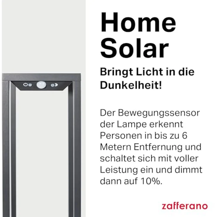 Zafferano, Home Solar Lampe, Kabellose Stehleuchte mit Solarpanel und Bewegungssensor, für den Außenbereich Geeignet, Dimmer, 3000 K, Höhe 100 cm, Farbe Dunkelgrau – Bild 6