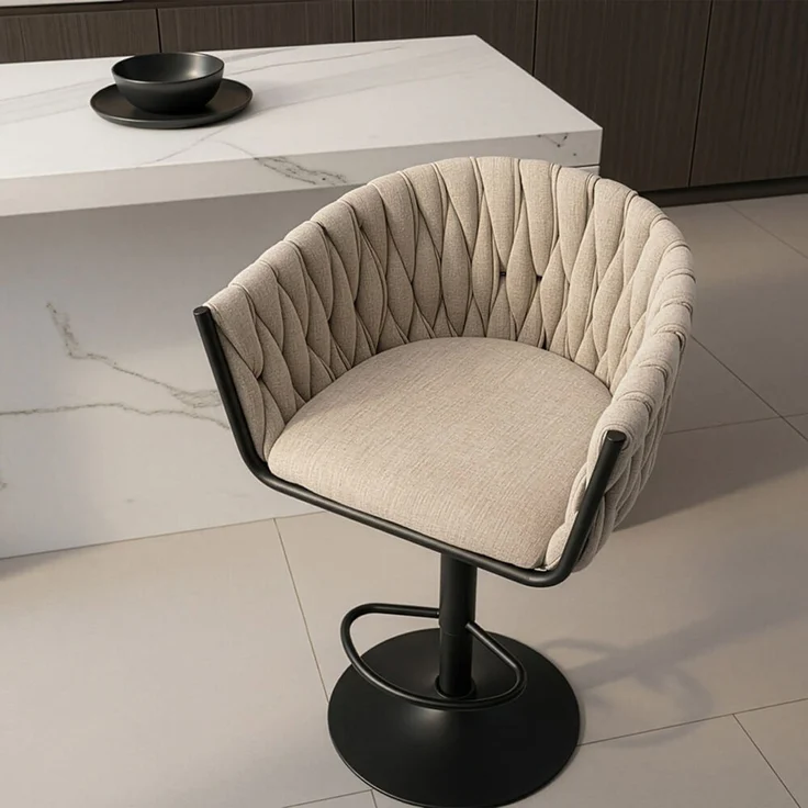 HOME DELUXE Barhocker höhenverstellbar gewebt SAMIR - 3er Set Beige – Bild 3