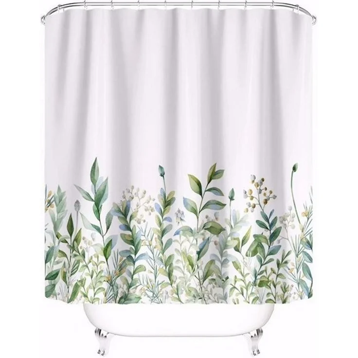 M&W DAS DESIGN Duschvorhang M&W DAS DESIGN Duschvorhang Vintage Garden Pflanzen Textil gelb grün Breite 180 cm – Bild 4