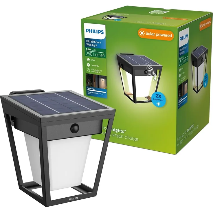 Nissa Wandleuchte Solcell LED 250/20lm Schwarz