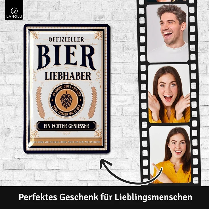 LANOLU Blechschild Bier Liebhaber - 20x30cm – Metall – Mehrfarbig – 20152 – Bild 2