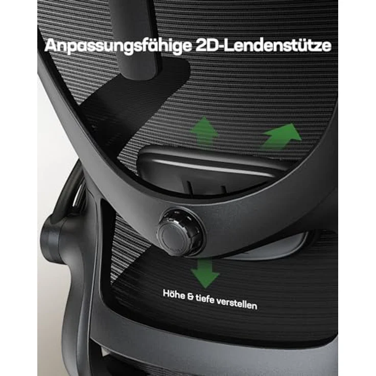 Marsail Bürostuhl Ergonomisch Schreibtischstuhl: Ergonomischer Bürostuhl mit 2D-Kopfstütze, 2D-Lendenwirbelstütze, klappbaren 3D-Armlehnen, 8 cm Sitzkissen, Höhenverstellung 300 LBS 4PCS – Bild 4