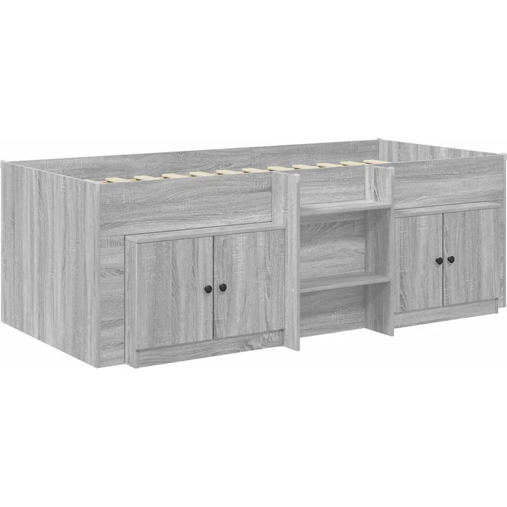 vidaXL Loft Bettgestell mit Schrank 3 Stk. Grau Sonoma Holzwerkstoff 3423387 – Bild 3