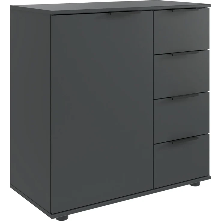 Bettanlage >Tilburg< (4tlg. ) LED, Bett 168x92x210, Nachtkommoden, Kommode, Farbe Grafit – Bild 4