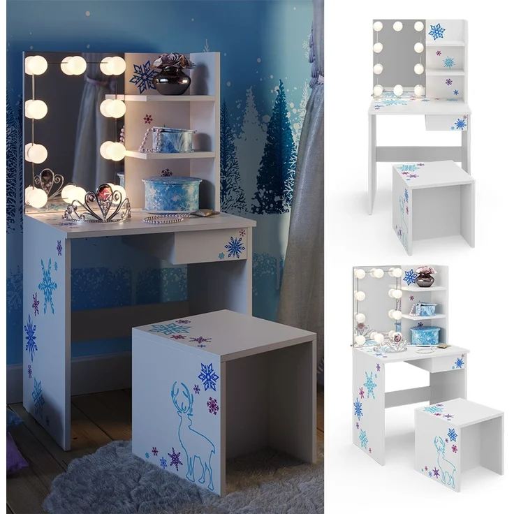 Kinder-Schminktisch Schneeflocke Weiß 54.8 cm mit LED Beleuchtung Vicco – Bild 2