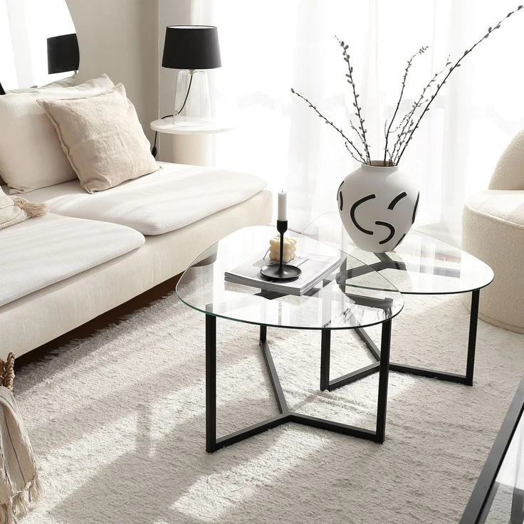 Skye Decor 'Bellisimo - Black' Couchtisch-Set, Mattschwarz, 82 x 40 x 58 cm – Bild 1
