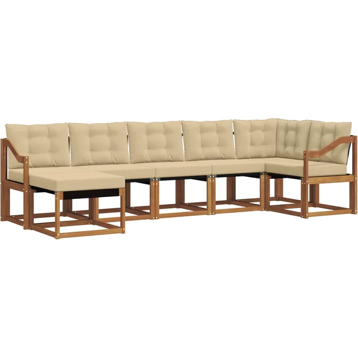 vidaXL Outdoor-Sofagarnitur 7 stk. 7-Sitzer Natur und Beige 3368892 – Bild 2