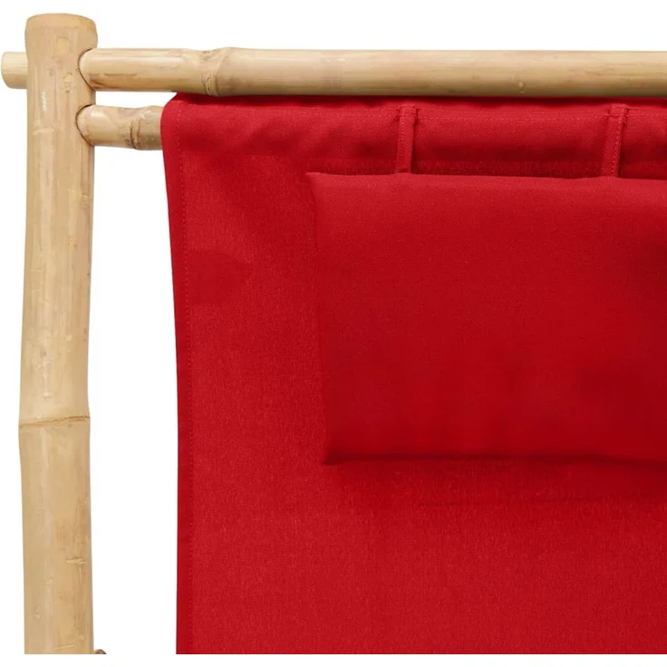 Liegestuhl, Sonnenliege Bambus und Canvas Rot – Bild 7