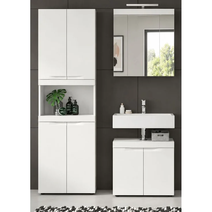 Badmöbel Set in Gusto weiß matt 3-teilig 135 cm – Bild 2