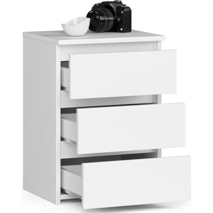 Home Collective Kommode 40 cm breit Holz Highboard Sideboard für Flur Schlafzimmer Wohnzimmer (Mehrzweckschrank Schrank schmal Kommode Schlafzimmer mit Schubladen), Kinderzimmer Organizer, 57 cm hoch mit 3 Schubladen weiß – Bild 5