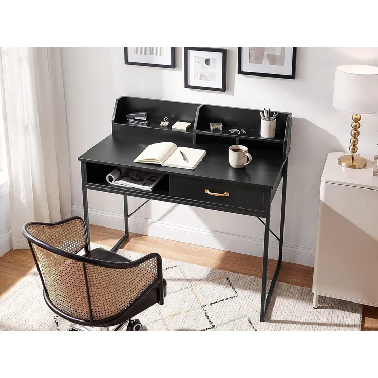 Schreibtisch mit Regalaufsatz ZYRA 110 cm 50 cm Schwarz – Bild 2