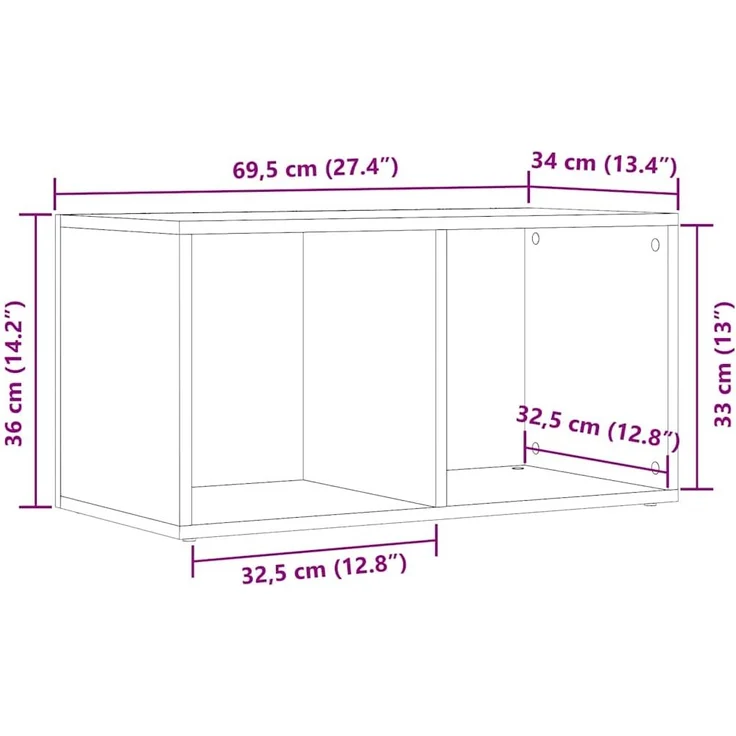 vidaXL Aufbewahrungstruhe Altholz-Optik 69,5x34x36 cm Holzwerkstoff 855786 – Bild 9