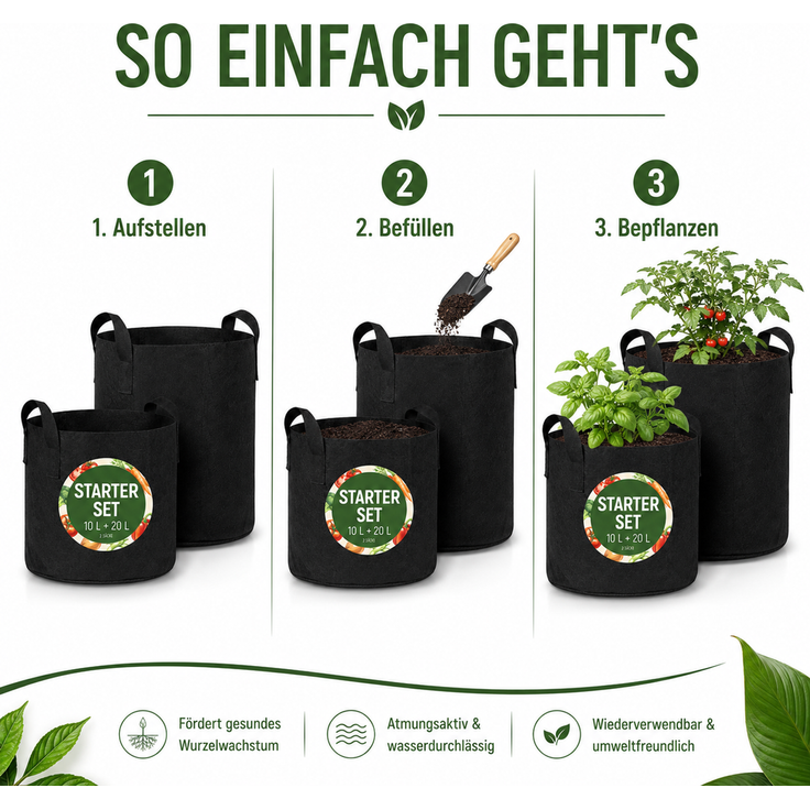 Pflanzsäcke Set Schwarz – Bild 7