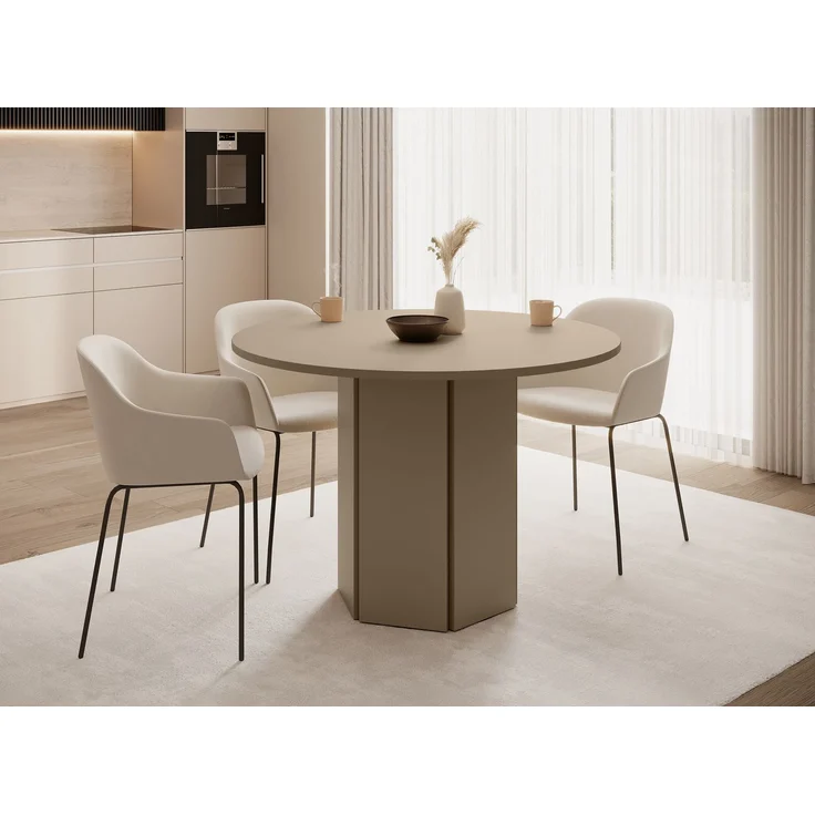 Selsey 'Hexa' Esstisch rund, beige cappuccino, ca. 75 x 110 x 110 cm – Bild 2