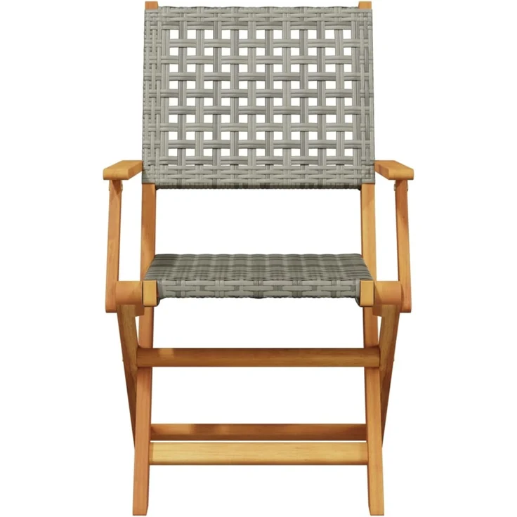 vidaXL Gartenstühle 8 Stk. Klappbar Grau Poly Rattan & Massivholz 3214561 – Bild 3